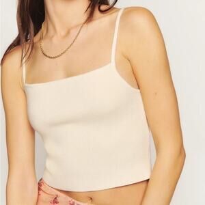 Reformation Sz L Eli Ribbed Sweater Tank Top Ivory Cream Excellent Condition